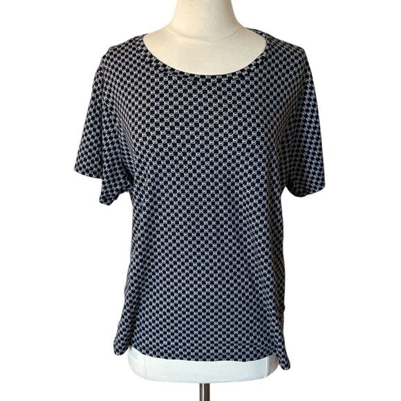 Michael Kors Plus Size 3X Signature MK Print Top‎ Black White Short Sleeve - Picture 1 of 4